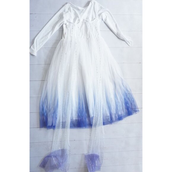 Frozen Elsa Girls White Sequined Gown w/ Trail – Size 150 (US Girls 10-12) - Picture 2 of 9